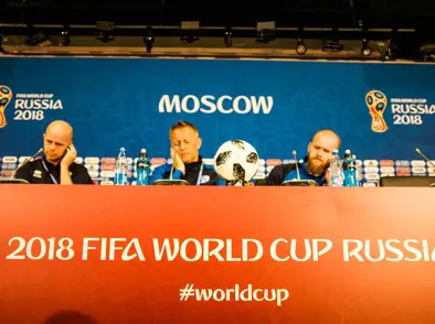 A karla - Blaðamannafundur klukkan 10:15 í dag á Volgograd vellinum